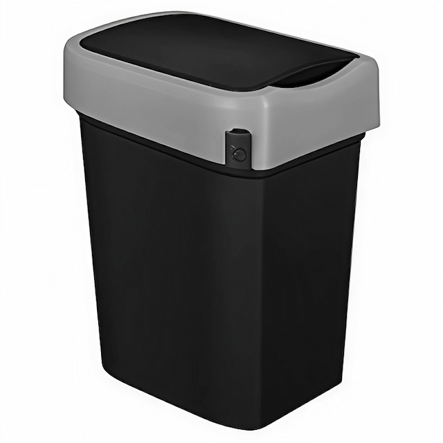 Бак для мусора Restola SMART BIN 50л (430x330x630мм), с крышкой "маятник" (черный) 435290013