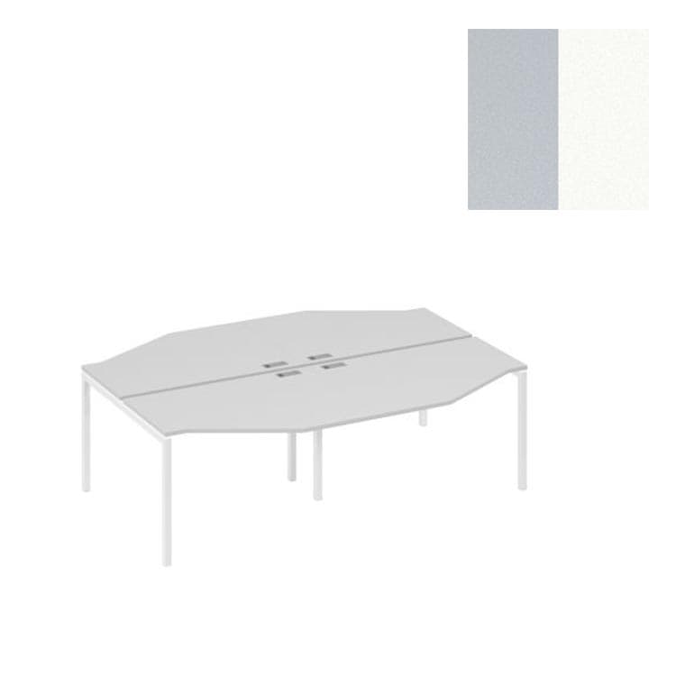 Рабочая станция Юнитекс А4 со столами Техно (4х120) опоры DUE А4 Б2 186-2 СЕ (240x184x75) серый/металлокаркас белый