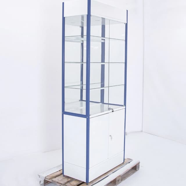 Шкаф-витрина остеклённая Русь ВД/ст.синие 850х400х2110 арт. УТ-00090057 (Восстановленное 1 шт)