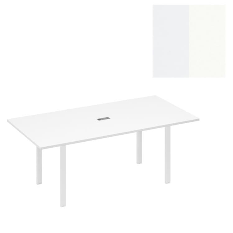 Стол 220 Юнитекс А4 для переговорной каркасе UNO А4 Б1 124 БП (220x100x75) белый премиум/металлокаркас белый
