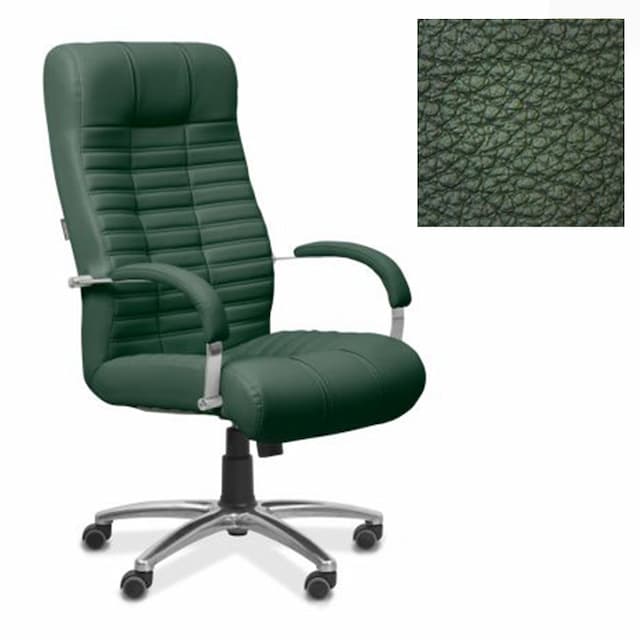Кресло руководителя Юнитекс Атлант X2 натуральная кожа с компаньоном зеленая