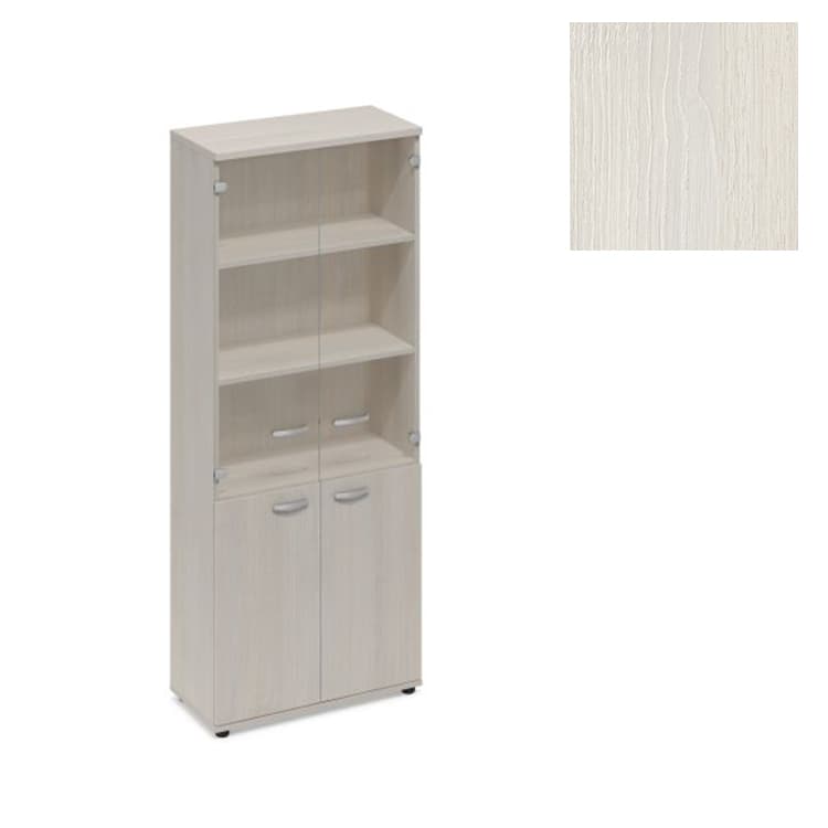 Шкаф стеклянные дверцы стенка ДСП Юнитекс А4 (78x43.4x193) А4 9390 ДШ дуб шамони