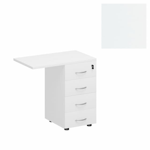 Тумба приставная 4-х ящичная с замком Юнитекс Комфорт К.310 БП (79x45x75) белый премиум