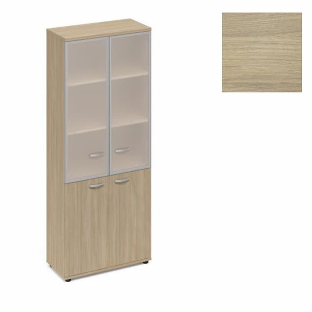 Шкаф со стеклянными дверьми в алюминиевой рамке Юнитекс А4 (78x36.4x193) А4 9380 ДК дуб скандинавский