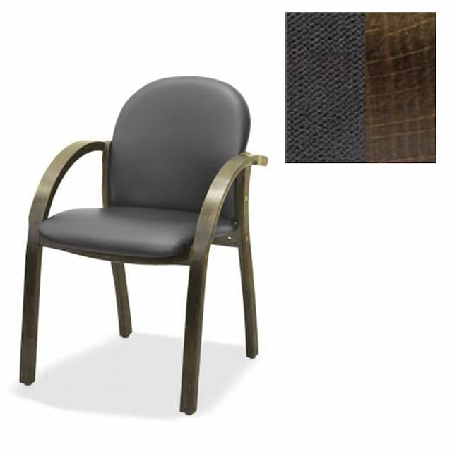 Стул офисный Юнитекс Джуно люкс ткань Сахара черная С49/дерево-темный орех аида