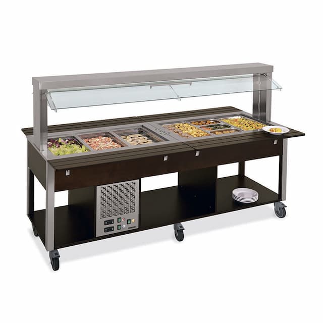 Стол Шведский комбинированный (защитное стекло подвижное) MetalCarrelli 6920.6F3M-W (венге)