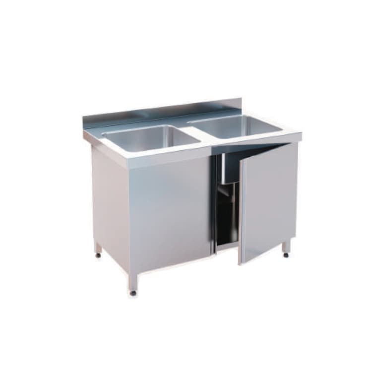 Стол закрытый с двумя ваннами Cryspi СВП Ш Р2 1500x700