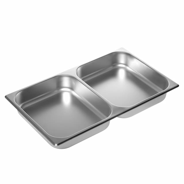 Гастроемкость двухсекционная Luxstahl ГА100 из нержавеющей стали 530х325х65 мм [125731]